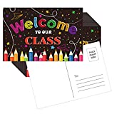 WaaHome 30pcs Welcome to Our Class Postcards 4''X6'' Welcome Back to School Postcards for Students Kids from Teacher