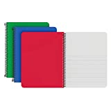 Oxford Primary Spiral Notebooks, Durable Plastic Covers, Writing/Drawing Practice, Pre-K, K-2, 80 Sheets, 9 3/4 x 7 1/2, Blue/Red/Green, 3/PK (89001)