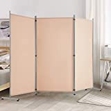 YODOLLA 3 Panel Privcy Room Divider, 4 FT Outdoor/Indoor Wall Divider and Folding Privacy Screens for Office, Bedroom, Leisure Area, Living Room, Study Room, 102" W x 20" D x 71.3" H, Beige