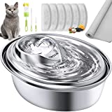 ORSDA Cat Water Fountain Stainless Steel, Pet Water Fountain for Cats Inside 2L, Cat Automatic Water Dispenser, Dog Water Fountain, Metal Cat Fountain, Pet Fountain, Cat Drinking Fountain Steel