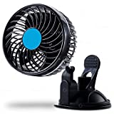 Zone Tech 4.5" 12V Stepless Speed Car Fan - Premium Quality Adjustment Suction Cup Auto Powerful Quiet Stepless Speed Change Rotatable 12V Car Fans Cooling Air Fan