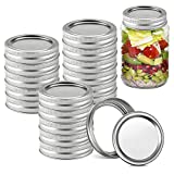 24 Count Canning Lids+ 24 Count Rings, Regular Mouth Mason Canning Lids, Stainless Steel Lids for Mason Jar Regular Mouth,Split-Type Lids Leak Proof Secure70mm