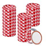 48pcs/24Set Regular Mouth Canning Lids Bands Split-Type for Mason Jar Canning Lids (red and white)