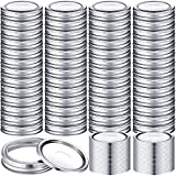100 Pieces Canning Jar Lid and Ring Wide Mouth Ball Jar Ring Bands Set Split-type Lids with Silicone Seals Rings Leak Proof and Secure Canning Jar Caps (70 mm, Silver)