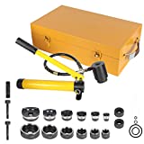 ALL-CARB 10 Ton 1/2 Inch to 2 Inch Hydraulic Knockout Punch Driver Tool Kit with 6 Dies Hole Complete Tool Electrical Conduit Hole Cutter Set