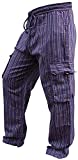 Shopoholic Fashion Mens Light Weight Stripe Hippy Combat Trouser (Purple,3XL)