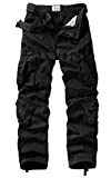AKARMY Men's Casual Relaxed Fit Cargo Pants, Outdoor Multi-Pocket Cotton Relaxed Fit Work Pants 3354 Black 34