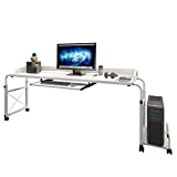 SogesHome Overbed Table on Wheels and PC Stands, 47 inch Height Adjustable OverBed Desk Laptop Desk Portable Overbed Computer Table Laptop Desk, Maple