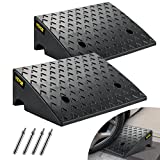 VEVOR Rubber Curb Ramp, 4.3" Rise Height 2 Pack, Heavy-Duty 6800 lbs/3 T Capacity Threshold Ramps, 19" L x 13" W Driveway Ramps with Stable Grid Structure for Cars, Wheelchairs, Bikes, Motorcycles