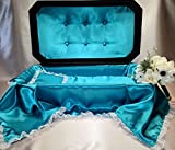 Newnak's Pet Caskets-Pet Casket Black/Turquoise 3 Sizes -Pet Loss Burial Memorial - Pet Casket for Dogs, Cats, Animals (Deluxe) (Medium)