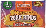 Lowreys Bacon Curls | Microwave Pork Rinds | Hot & Spicy | Four 1.75-oz. Packets