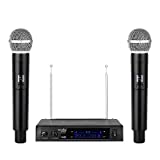 MicrocKing Wireless Microphone System Dynamic Handheld Microphones,150-260Ft Operating Range,16 Hours Continuous Use,Ideal for Karaoke, Party, DJ, Church, Wedding, Indoor/Outdoor Activities