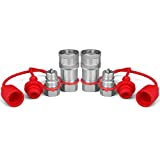 1/4" NPT ISO 7241-B Hydraulic Quick Connect Couplers/Couplings w/Dust Caps,1/4 Body Size +1/4 NPT Thread Poppet Valve