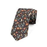 Ambesonne Men's Tie, Xmas Related Elements, 3.7", Brown Yellow