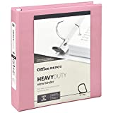 Office Depot Heavy-Duty View 3-Ring Binder, 1 1/2" D-Rings, 49% Recycled, Pink