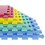 Foam Flooring Tiles  Interlocking EVA Foam Padding  Non-Toxic 8-Piece Play Mat for Toddlers, Babies, or Kids by Stalwart (Multi-Colored)