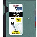 Five Star Advance Spiral Notebook + Study App, 3 Subject, College Ruled Paper, 11" x 8-1/2", 150 Sheets, With Spiral Guard and Movable Dividers, Seaglass Green, 1 Count (73136)