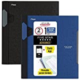 Five Star Advance Spiral Notebooks + Study App, 2 Pack, 1-Subject, College Ruled Paper, 11" x 8-1/2", 100 Sheets, With Spiral Guard and Movable Dividers, Black, Pacific Blue (820112)