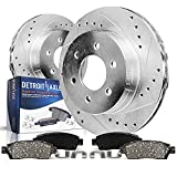 Detroit Axle - 12.56" (319mm) Front Drilled & Slotted Disc Rotors + Ceramic Brake Pads Replacement for Toyota 4Runner Tacoma FJ Cruiser - 4pc Set