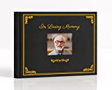 Fancy Dove Funeral Guest Book with Picture Pocket. Celebration of Life Sign in Book with Gold Embossed Leather Hardcover. Signature and Memory Book with 124 Pages