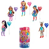 Barbie Chelsea Color Reveal Doll w/6 Surprises: 4 Bags Contain Skirt or Pants, Shoes, Tiara & Balloon Accs; Water Reveals Confetti-Print Dolls Look & Hair Color Change; Party Series[Styles May Vary]