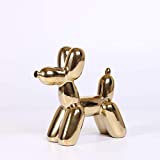 Ardax Gold Home Dcor Balloon Figurine Accent, Small Ceramic Animal Statue Handmade Sculpture Ornament (Dog)
