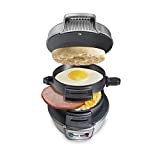 Hamilton Beach Breakfast Sandwich Maker with Egg Cooker Ring, Customize Ingredients, Perfect for English Muffins, Croissants, Mini Waffles, Single, Silver