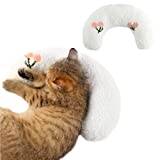 T'CHAQUE Soft Dog Bed Pillows, Ideal Naptime Sleeping Companion for Small Dogs and Cats, Pet Neck Pillow for Upper Spine and Calming Support, Cuddle Snuggle Doggy/Kitten Pillow Training Toy, White