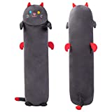 Mewaii Long Cat Plush Body Pillow, 28 Cute Black Cat Stuffed Animals Kawaii Soft Plushies, Kitten Plush Pillow Doll Toy Gift for Girls Boys
