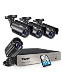 ZOSI 1080P Security Camera System with 1TB Hard Drive H.265+ 8CH 5MP Lite HD-TVI Video DVR Recorder with 4X HD 1920TVL 1080P Indoor Outdoor Weatherproof CCTV Cameras ,Motion Alert,Remote Access