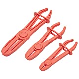 Fuel Line Clamp Pliers Set for Radiator Hose, Brake, Coolant, Radiator, and Gas Line, Red (3 Sizes)