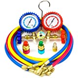 Zistel A/C Diagnostic Manifold Gauge Set for Refrigeration Charging, Fits R12 R22 R134a R502 Refrigerants with Couples, 5FT Hoses, Straight Adapter