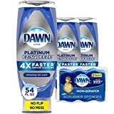 Dawn Dish Soap EZ-Squeeze Platinum Dishwashing Liquid + Non-Scratch Sponges for Dishes, Refreshing Rain Scent, Includes 3x18oz Bottles + 2 Sponges