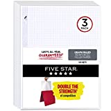 Five Star Loose Leaf Paper, 3 Pack, 3 Hole Punched, Reinforced Filler Paper, Graph Ruled Paper, 11" x 8-1/2", 100 Sheets/Pack (38034)