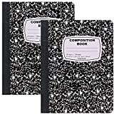 Marble Composition Notebook Wide Ruled Black and White Composition Books 100 Sheets (2 Pack)