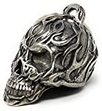 Flame Skull Motorcycle Biker Bell Accessory or Key Chain for Luck