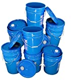 Bucket Kit, Ten 5-Gallon Blue Buckets with Snap-On Lids w/Pour Spout