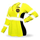 KwikSafety (Charlotte, NC Vixen Long Sleeve Safety Shirt for Women [Angel Hair Tape] Class 3 ANSI OSHA High Visibility Reflective Construction Security Work Hi Vis Clothing | Yellow Large