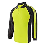 LOVPOSNTY Hi Vis Safety T Shirts with Reflective Strip Yellow Long Sleeve Polo Shirt for Men & Women, XL