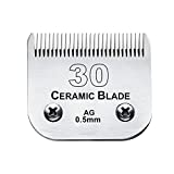 #30 Blade Dog Grooming Clipper Replacement Blades Compatible with Andis/Wahl / Oster Dog Clippers,Detachable Ceramic Blade & Stainless Steel Blade,Size-30, 1/50-Inch Cut Length (64260)