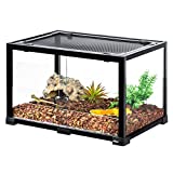 OIIBO Reptile Terrarium 25 Gallon, 2 in 1 Knock-Down Glass Reptile Tank 24" x 16" x 16", Sliding Front Doors Terrariums for Reptiles Bearded Dragon Lizard Gecko Snake Hamster Small Animals Etc