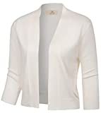 GRACE KARIN Fashion Half Sleeve Bolero Jacket Shrug for Teen Girls White Cardigan Autumn Fall Sweaters (Ivory,L)