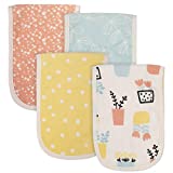 Grow by Gerber Baby Girls 4-Pack Terry Burp Cloths, Orange/Yellow/Green/Ivory, One Size