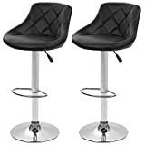 Bar Stools Set of 2 Barstools Swivel Stool Height Adjustable Bar Chairs with Back PU Leather Swivel Bar Stool Kitchen Counter Stools Dining Chairs