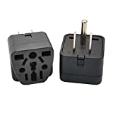 2 Pack US Travel Plug Adapter EU/UK/ Australia/JP/Asia/Italy/Swiss to American Socket - Round to Flat Pin to USA Type B USA 3-Prong Male Plug Wall Outlet Power Charger Converter Black