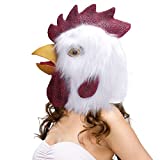 Chicken Mask Halloween Funny Rooster Mask, Droll Cock Mask Hat Novelty Latex Animal Full Head Mask for Christmas Easter Carnival Cosplay Costume Party Props