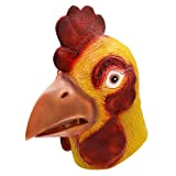 Molezu Rooster Mask,Halloween Novelty Costume Party Latex Animal head Mask Chicken Cock Cosplay Props,White (A) (B)