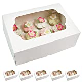 Global Sugar Art Auto-Popup Extra Deep Quarter Sheet Cake & Cupcake Box with Window and Cupcake Insert, White 14 x 10 x 5 Inches, 5 Count