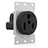 ELEGRP 50 Amps 250V Flush Mounting Power Outlet, NEMA 6-50R Receptacle, Straight Blade Welder Outlet, Heavy Duty, Grounding, 2 Pole 3 Wire, UL Listed, 1 Pack