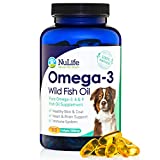 Pure Omega 3 Fish Oil for Dogs, Wild Caught from Iceland, Skin and Coat Supplement for Shedding, Dry Itchy Skin and Allergies, Rich in EPA + DHA with Omega 3, 6 & 9 Fatty Acids, 1000mg, 180 Capsules